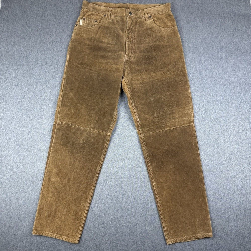 Skotts Suede Pants Men 34x32 Brown Leather Straight Leg Washable Canada